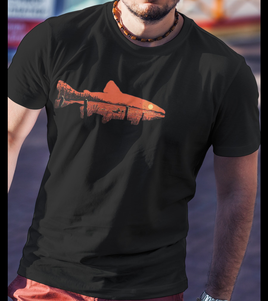 Sunset Trout Lake Silhouette Canoe Reflections T-Shirt