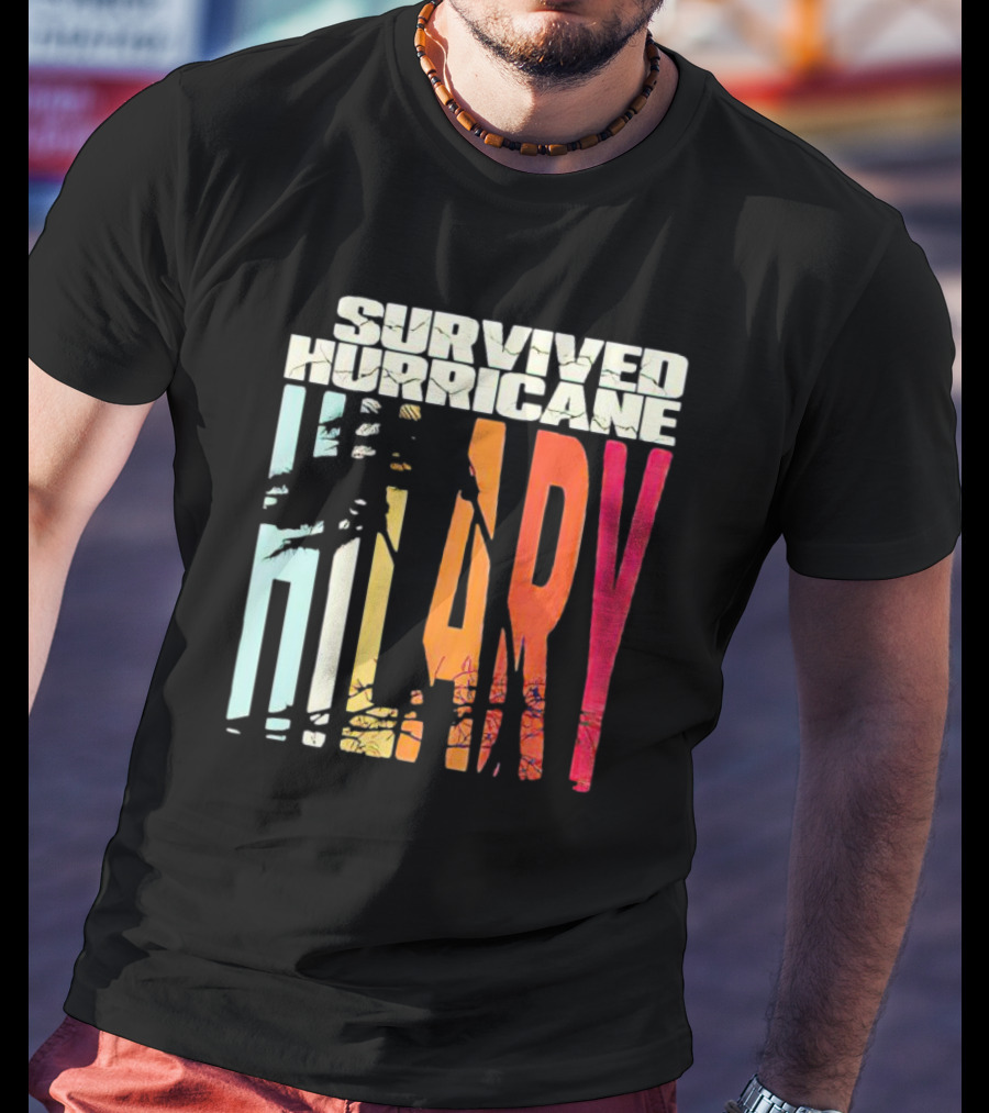 Survived Hurricane Hilary Tropical Storm Palm Trees Sunset T-Shirt