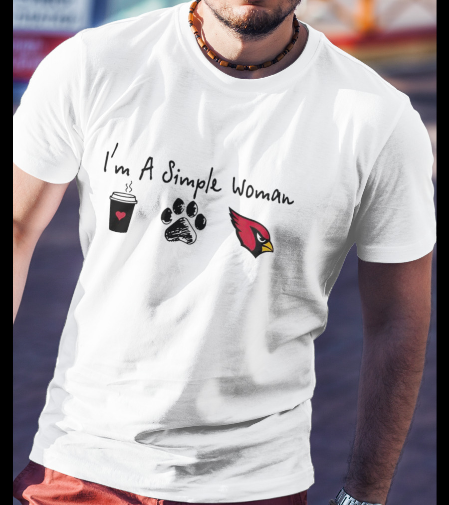 I'm A Simple Woman I Like Coffee Paw And Cardinals T-Shirt