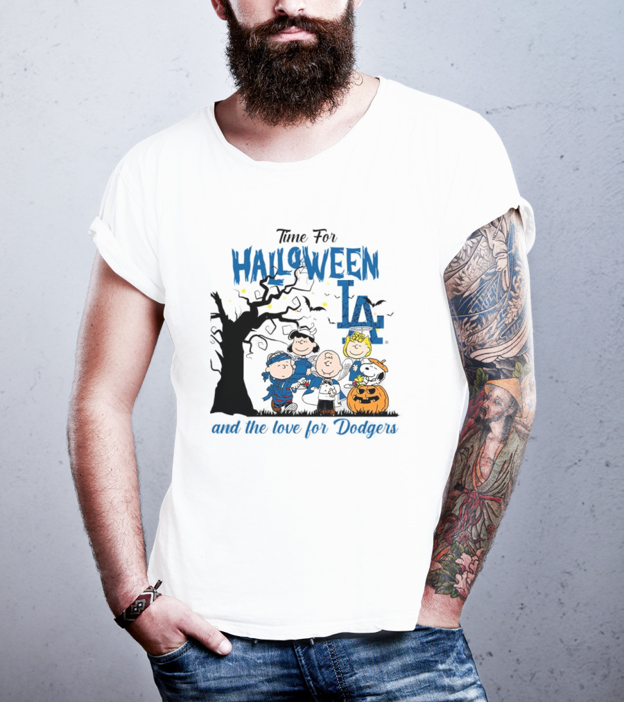 Time For Halloween LA And The Love For Dodgers Peanuts Characters T-Shirt