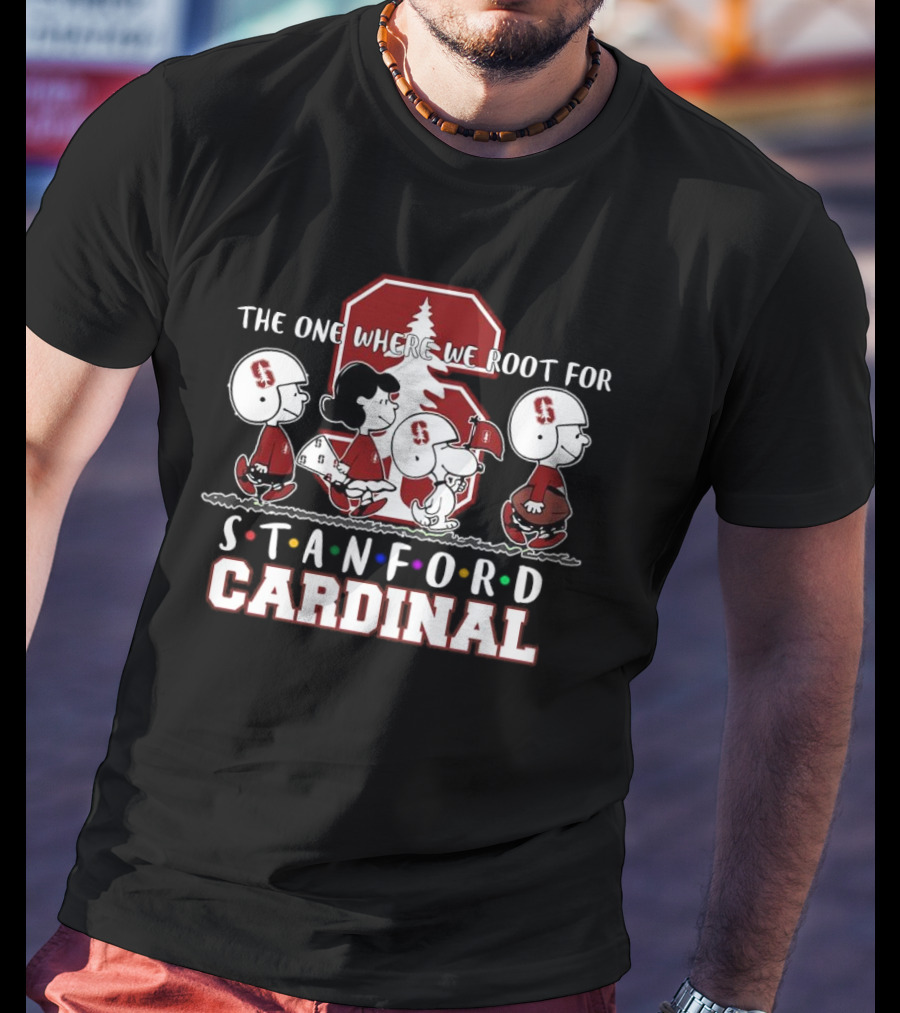 Peanuts Characters Supporting Stanford Cardinal Football With Iconic Team T-Shirt