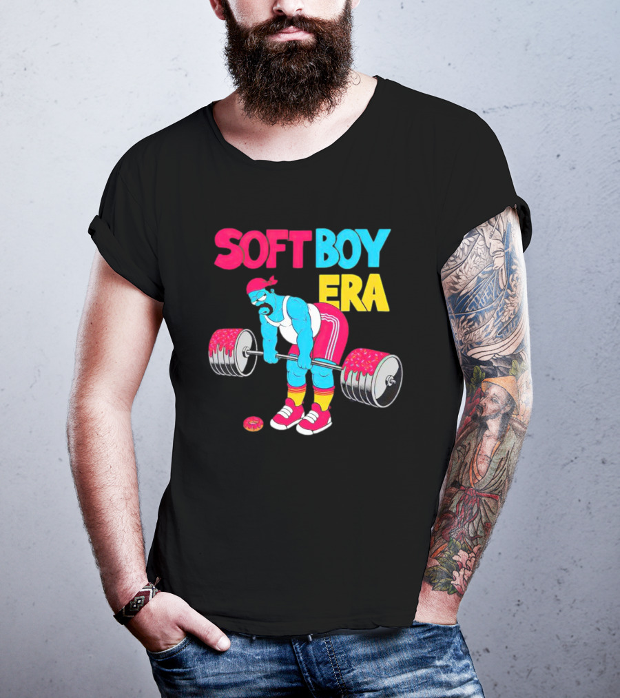 Soft Boy Era Donut Weightlifting Cartoon T-Shirt