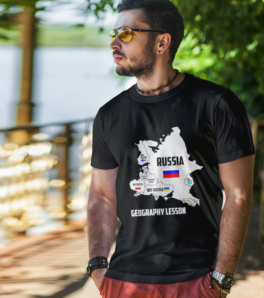 Geography Lesson Not Russia Map With Flags T-Shirt