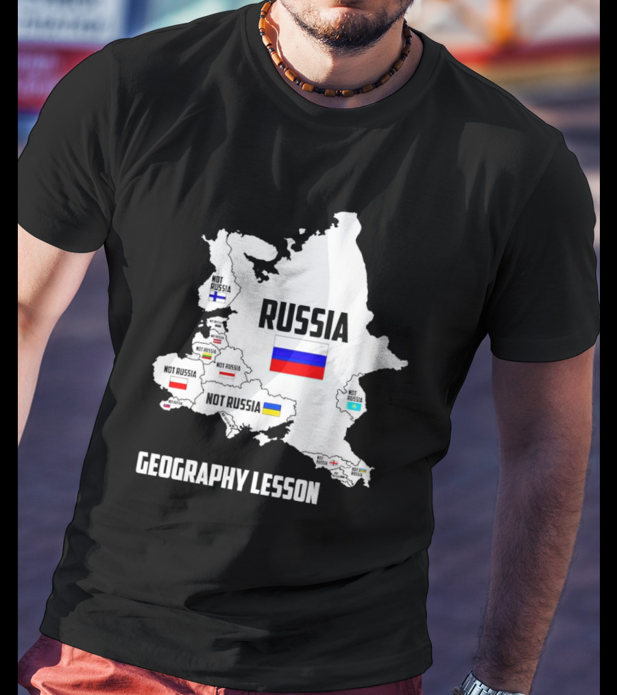 Geography Lesson Not Russia Map With Flags T-Shirt