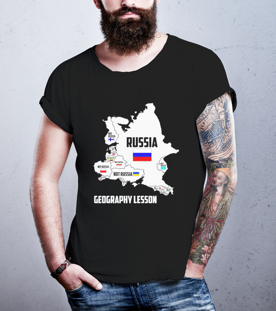 Geography Lesson Not Russia Map With Flags T-Shirt