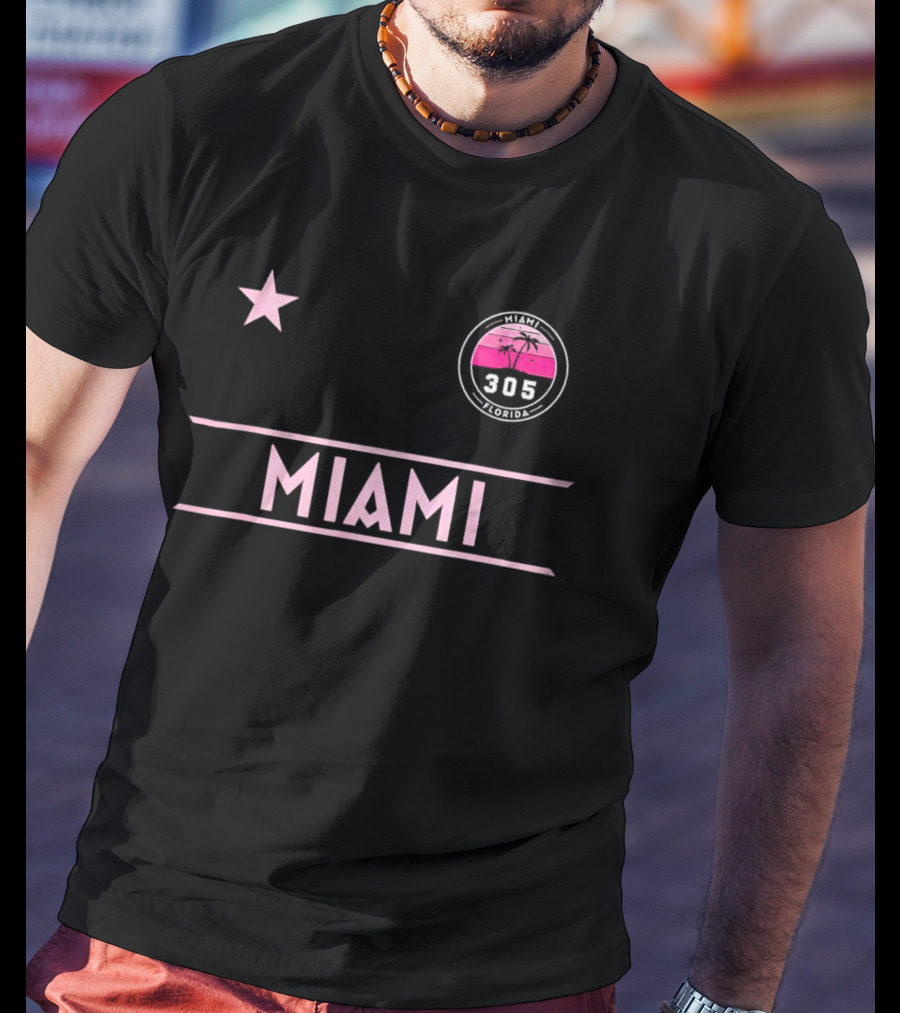 Miami Florida 305 Palm Tree Star T-Shirt