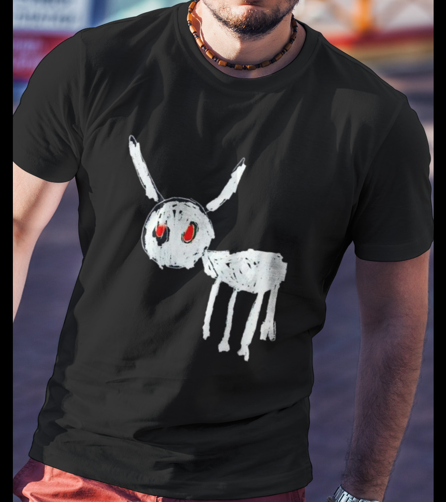 Adonis For All The Dogs With White Abstract Creature Sketch With Red Eyes T-Shirt