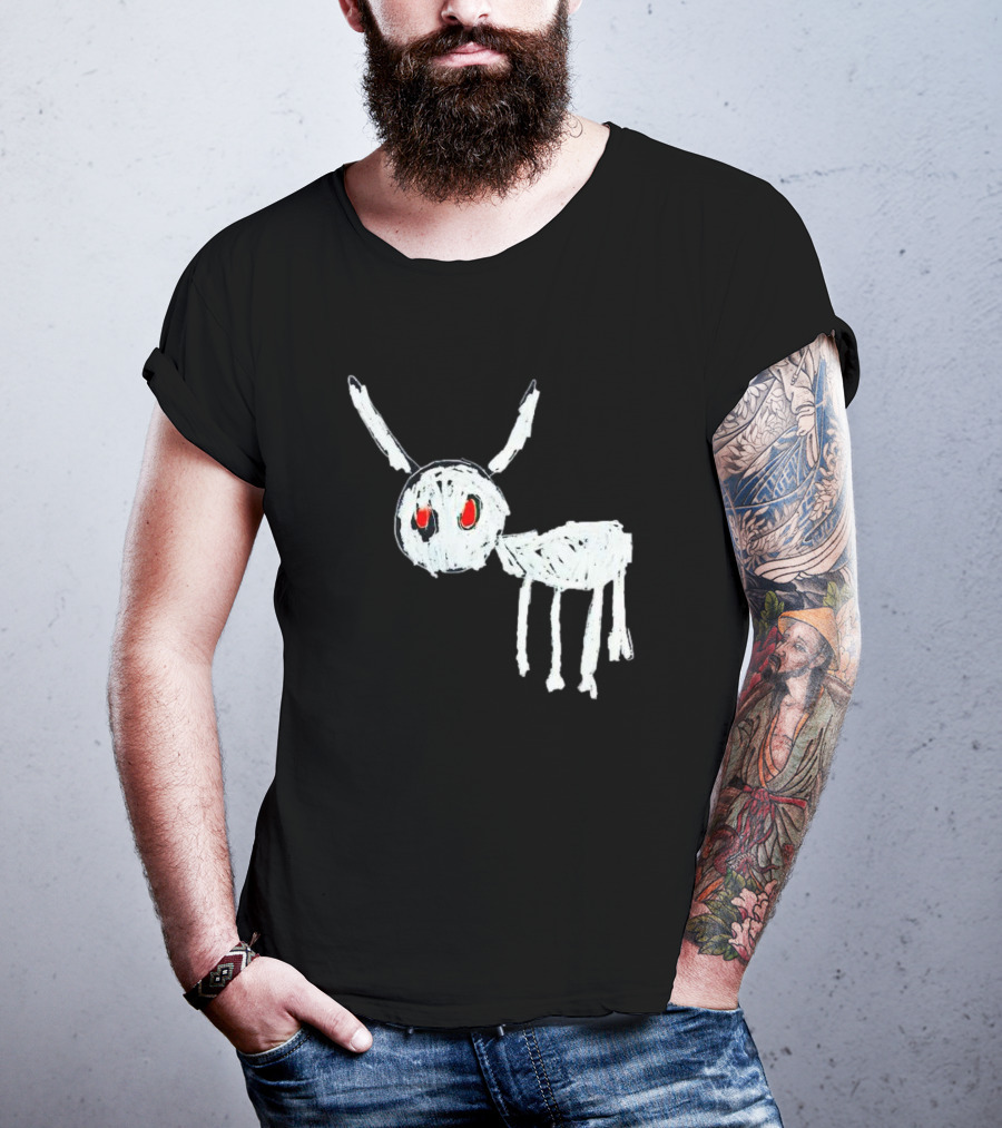 Adonis For All The Dogs With White Abstract Creature Sketch With Red Eyes T-Shirt