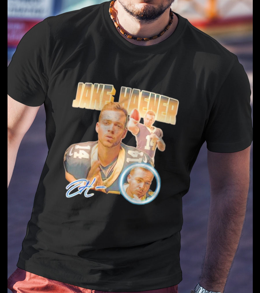 Jake Haener 14 Football Iconic Pose H- Signature T-Shirt