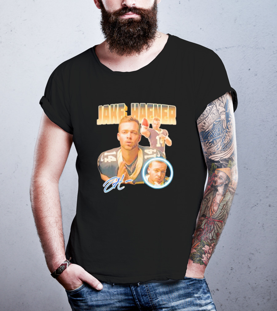 Jake Haener 14 Football Iconic Pose H- Signature T-Shirt