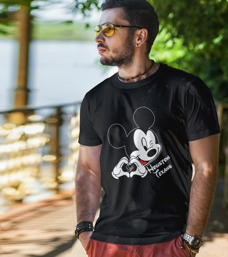 Mickey Mouse Heart Houston Texans T-Shirt