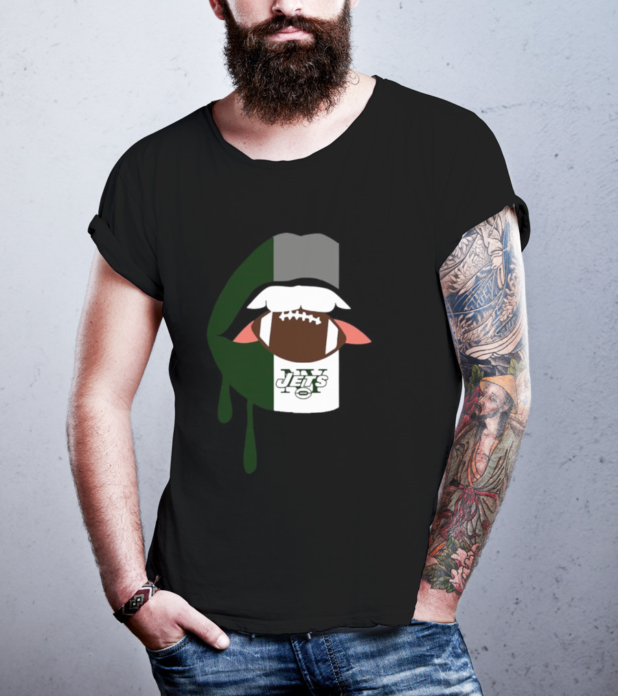Jets Lips Football Drip New York T-Shirt