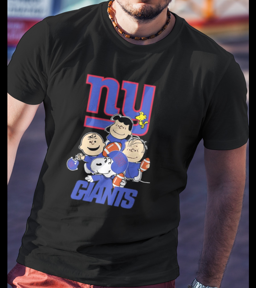 NY Giants Peanuts Characters Football T-Shirt