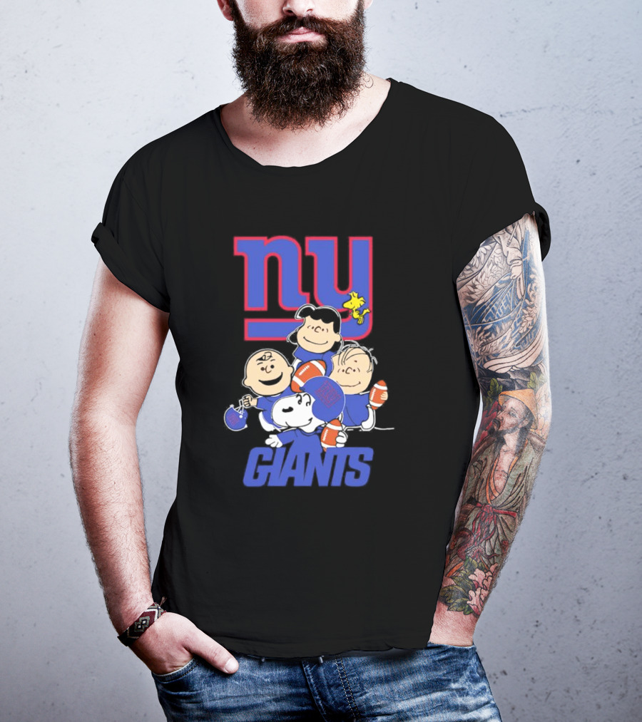 NY Giants Peanuts Characters Football T-Shirt