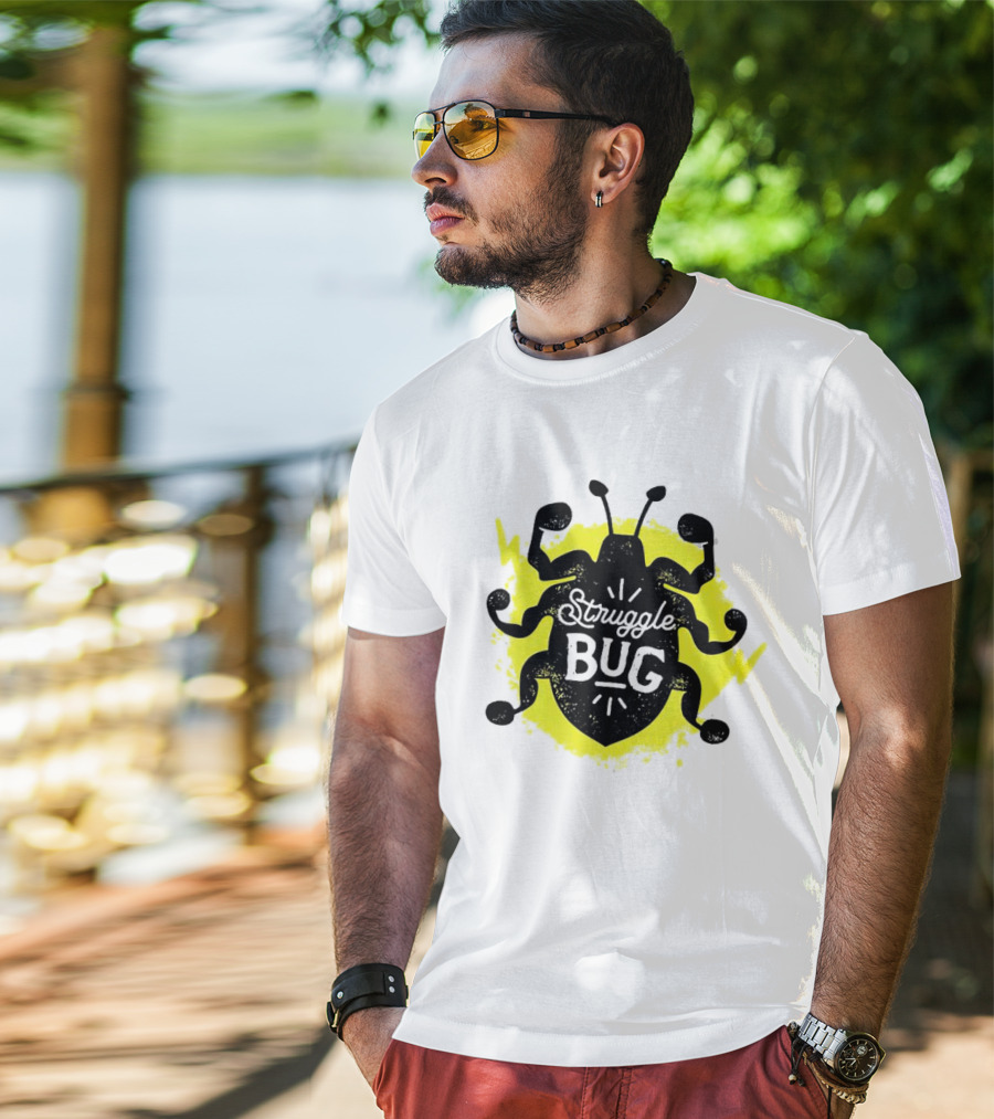 Struggle Bug Yellow Lightning Background T-Shirt