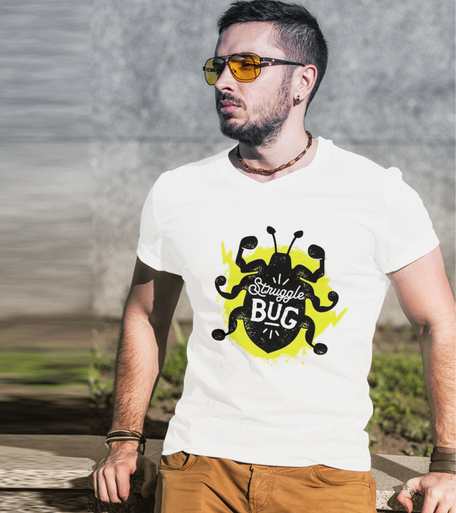 Struggle Bug Yellow Lightning Background T-Shirt