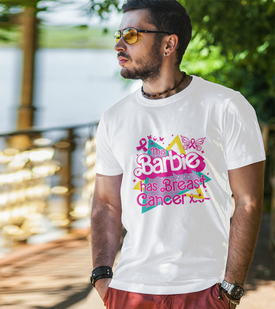 This Barbie Has Breast Cancer Pink Ribbon Butterflies Stars T-Shirt