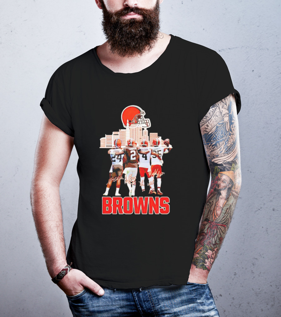 Browns Chubb Cooper Watson Garrett Cityscape Signatures T-Shirt