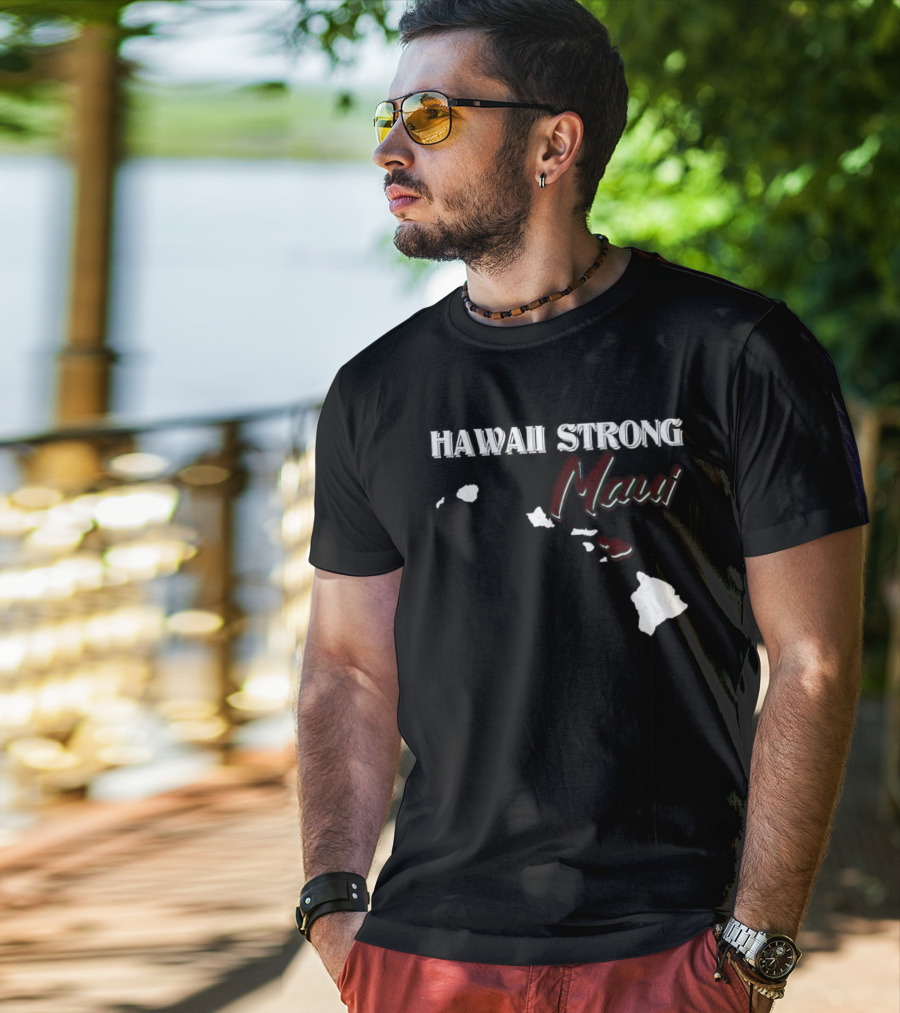 Hawaii Strong Maui Map T-Shirt