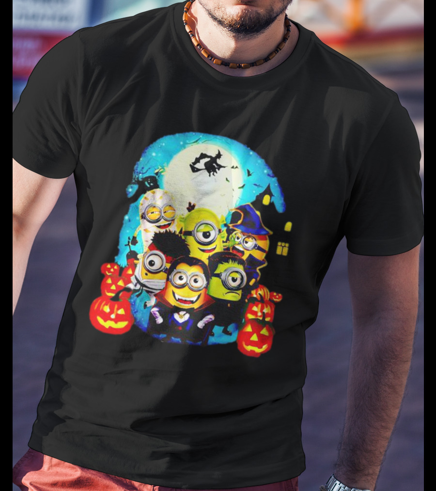 Minion Halloween Trick Or Treat With Spooky Theme And Pumpkins T-Shirt