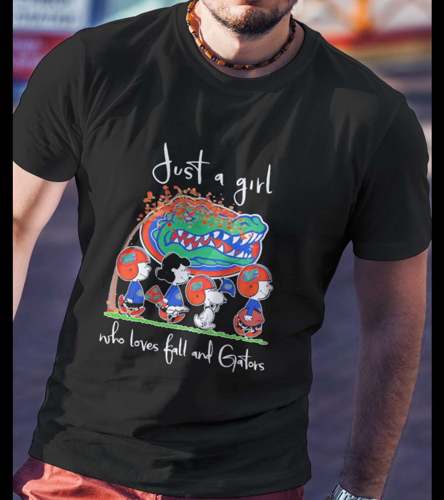 Just A Girl Who Loves Fall And Florida Gators Peanuts Characters T-Shirt