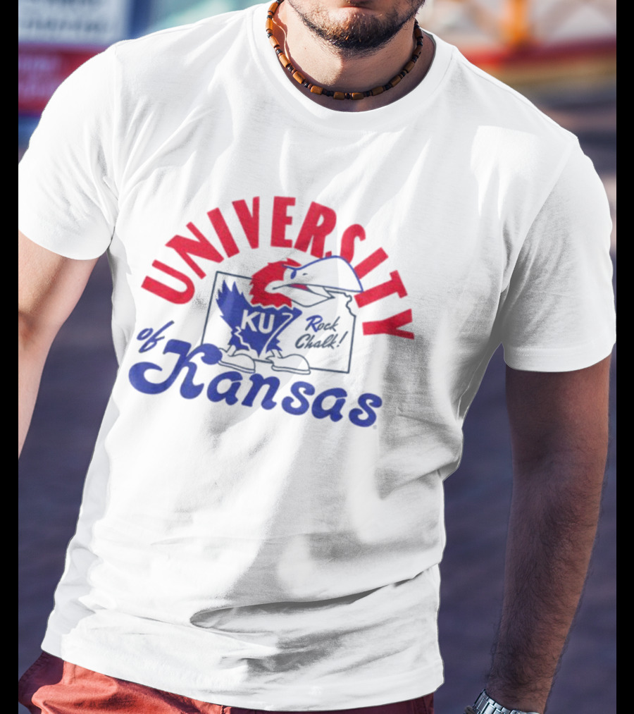 Charlie Hustle KU University Of Kansas Rock Chalk Outline T-Shirt