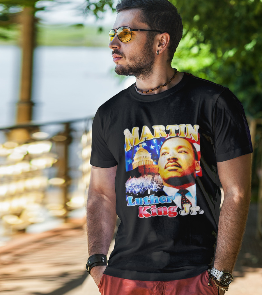 Martin Luther King Jr Vintage 90s American Flag Capitol T-Shirt