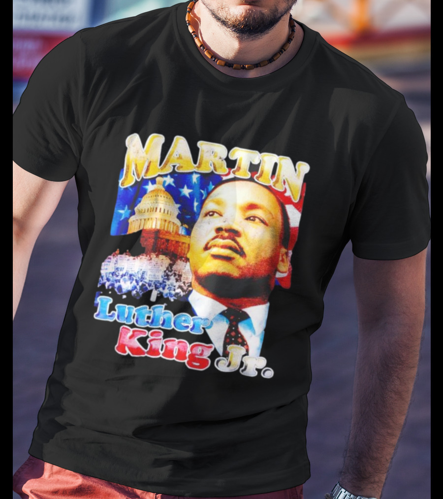 Martin Luther King Jr Vintage 90s American Flag Capitol T-Shirt