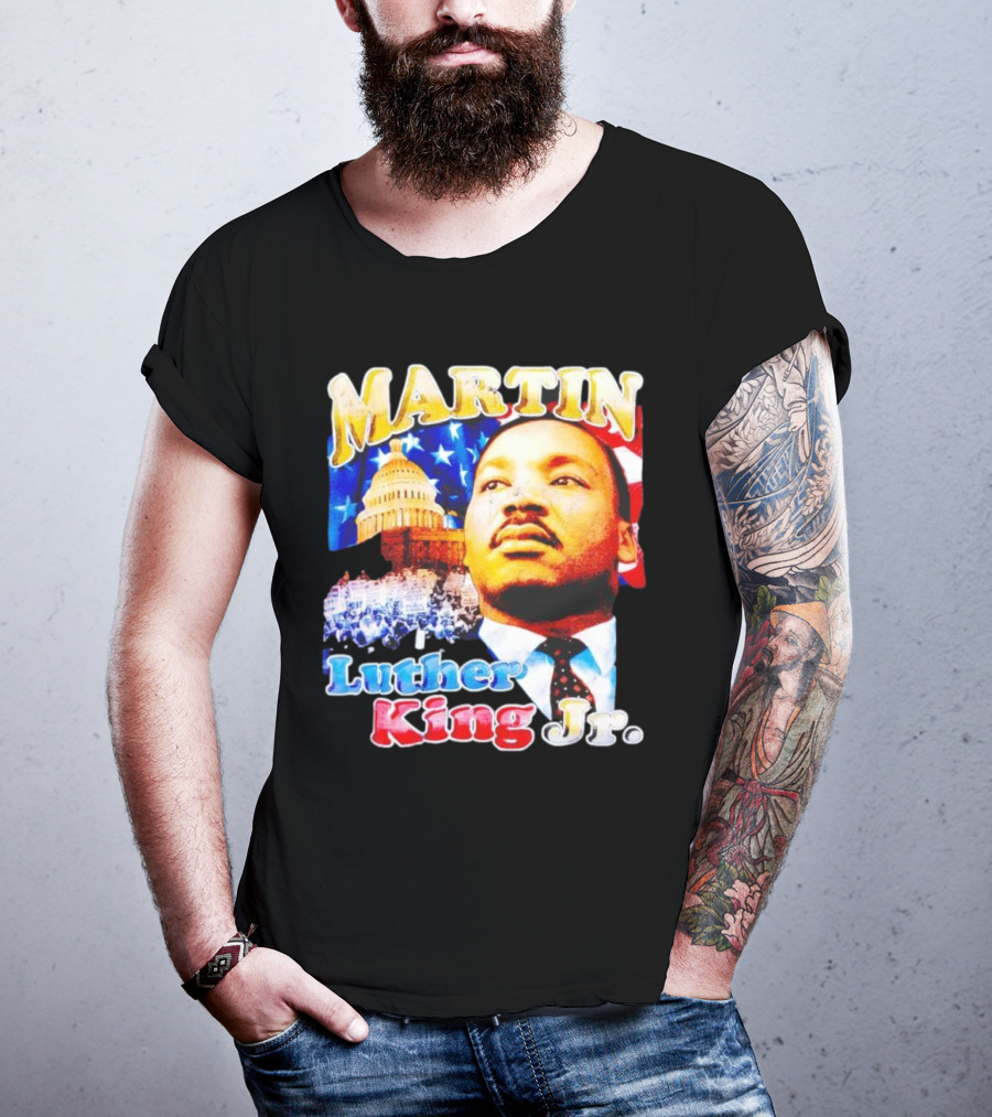 Martin Luther King Jr Vintage 90s American Flag Capitol T-Shirt