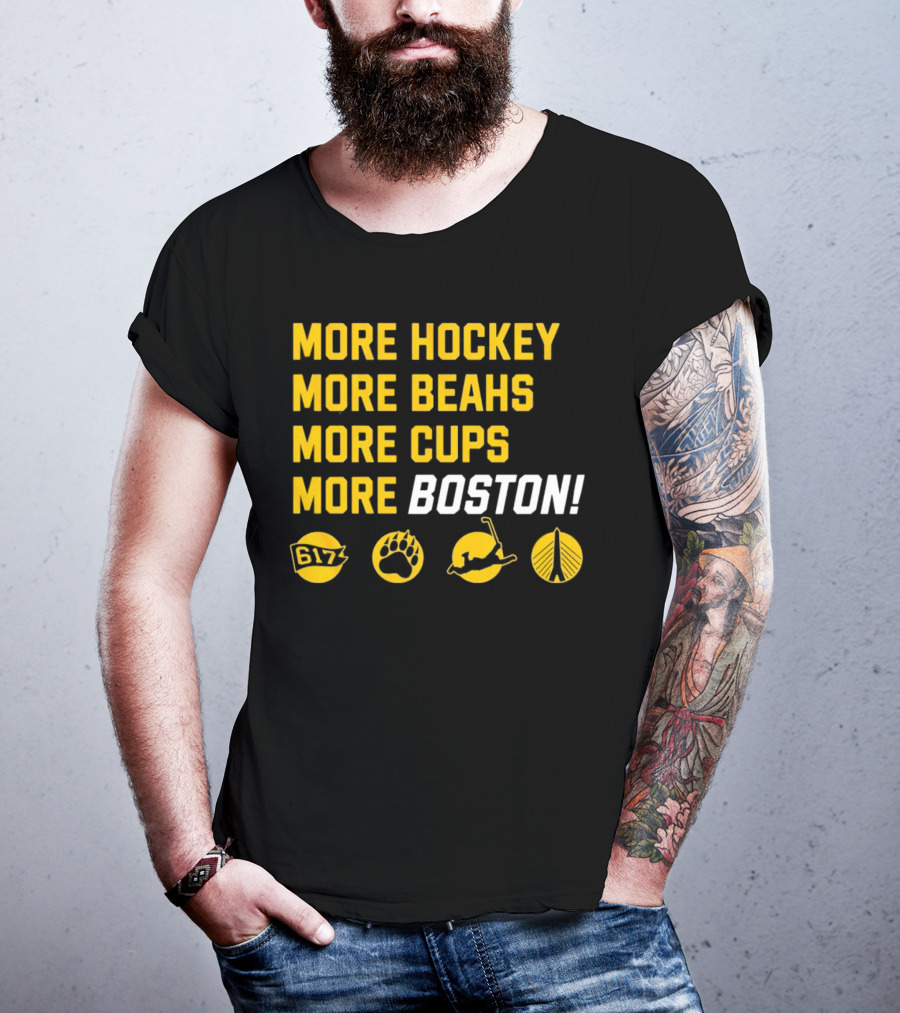 More Hockey More Beahs More Cups More Boston 617 Bear Claw Skater Bridge T-Shirt