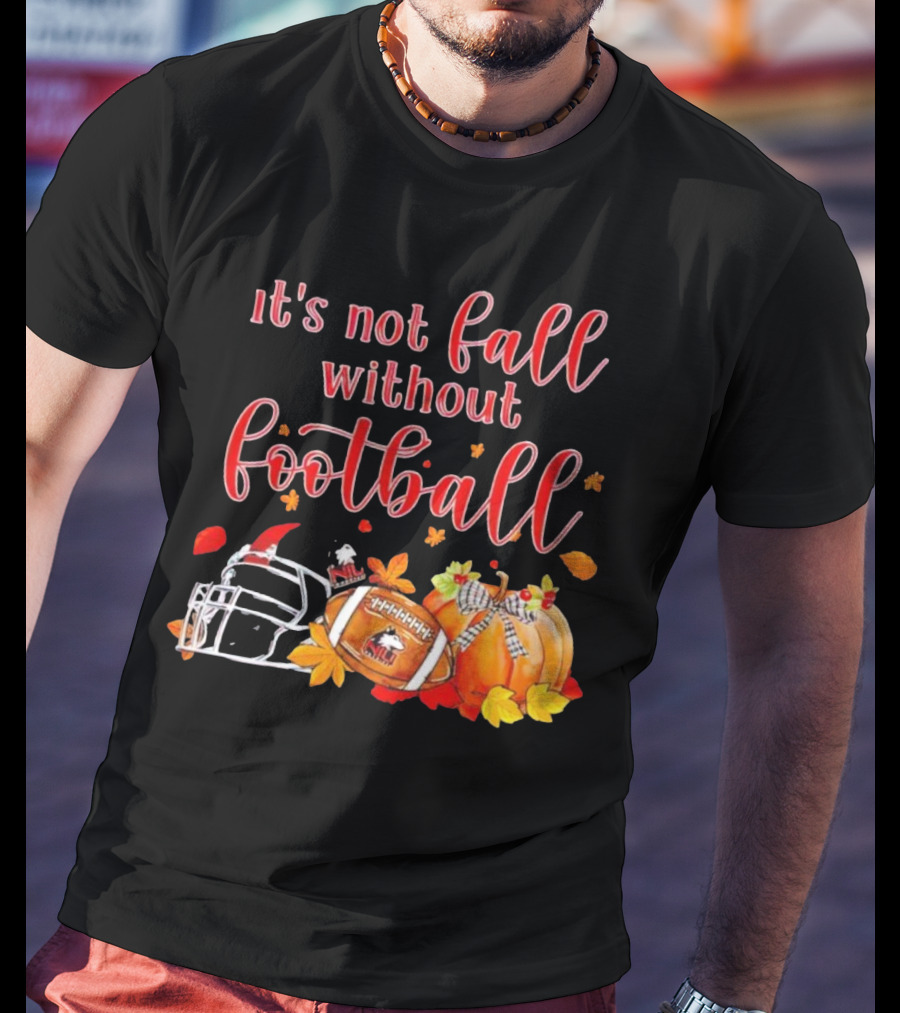 Northern Illinois Huskies It's Not Fall Without Football Helmet Pumpkin Leaves T-Shirt
