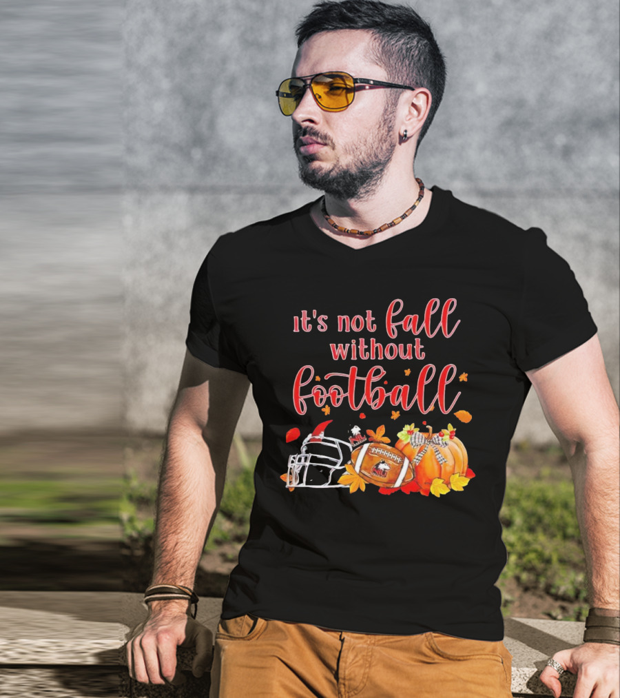 Northern Illinois Huskies It's Not Fall Without Football Helmet Pumpkin Leaves T-Shirt