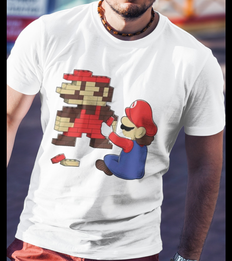 Super Mario Pixel Blocks Retro Builder T-Shirt