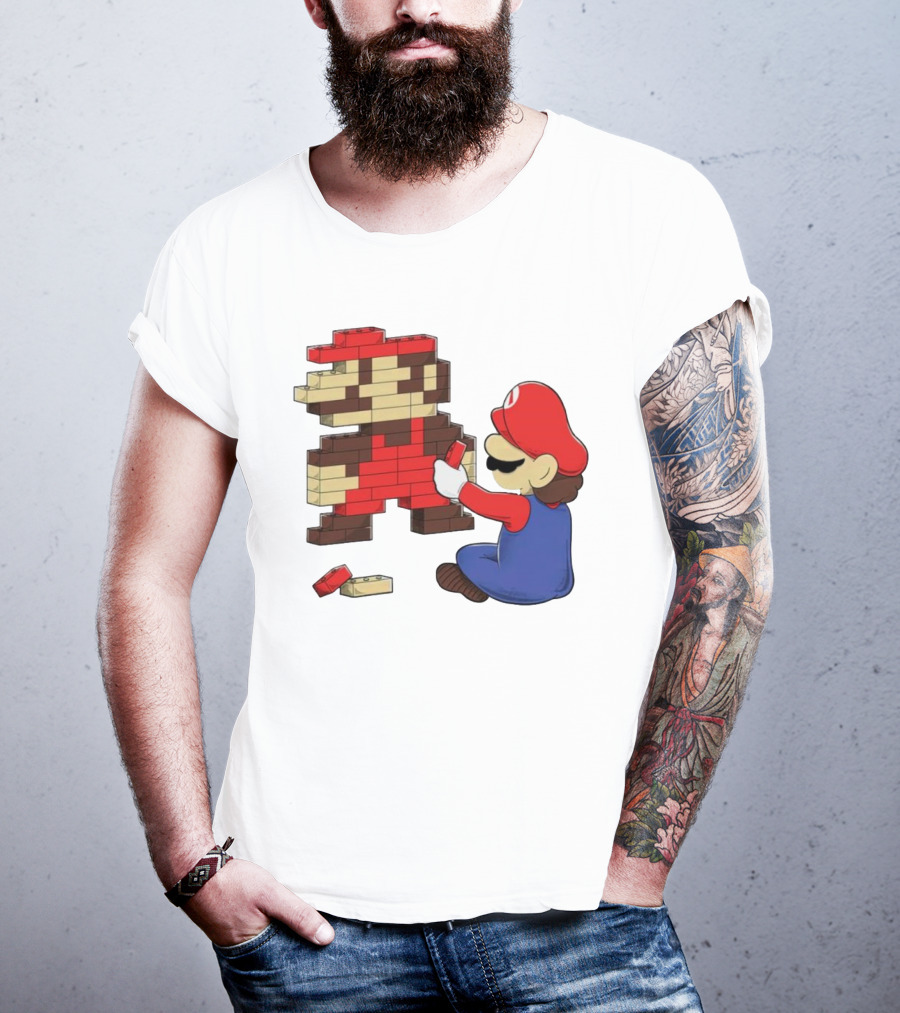 Super Mario Pixel Blocks Retro Builder T-Shirt