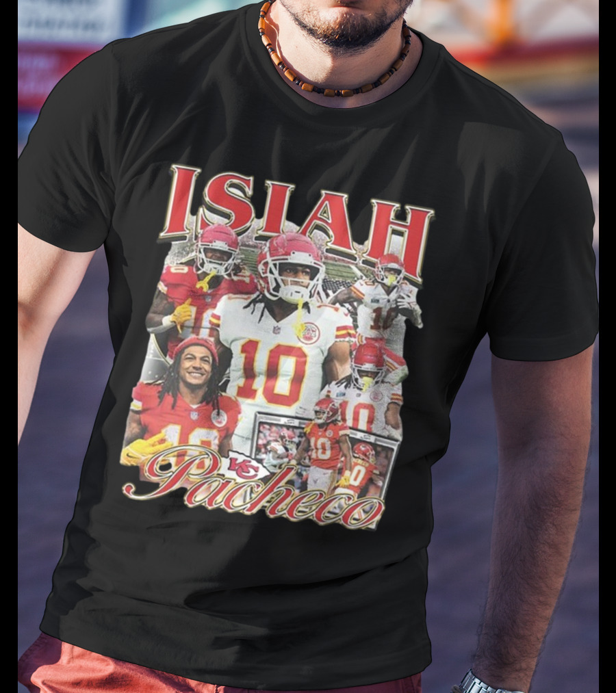 Isiah Pacheco 90s Kansas City Chiefs Football Collage T-Shirt