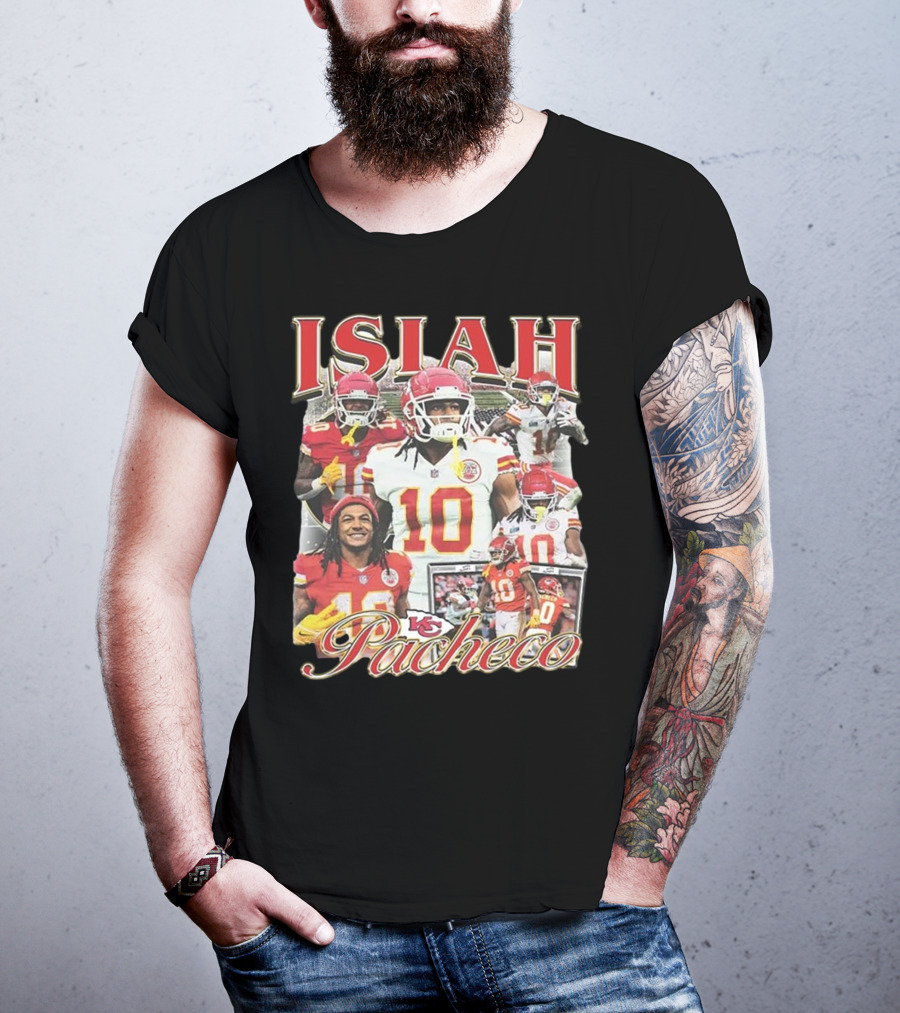 Isiah Pacheco 90s Kansas City Chiefs Football Collage T-Shirt