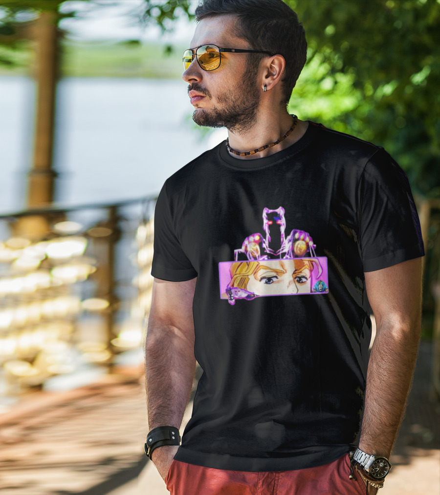 Kira Killer Queen Hoshi 7Oz Anime Manga Eyes Bold Pink Highlights T-Shirt