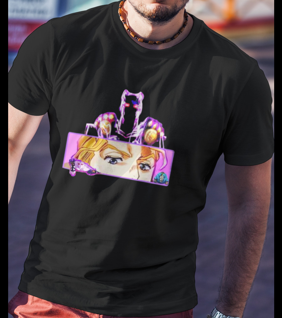 Kira Killer Queen Hoshi 7Oz Anime Manga Eyes Bold Pink Highlights T-Shirt