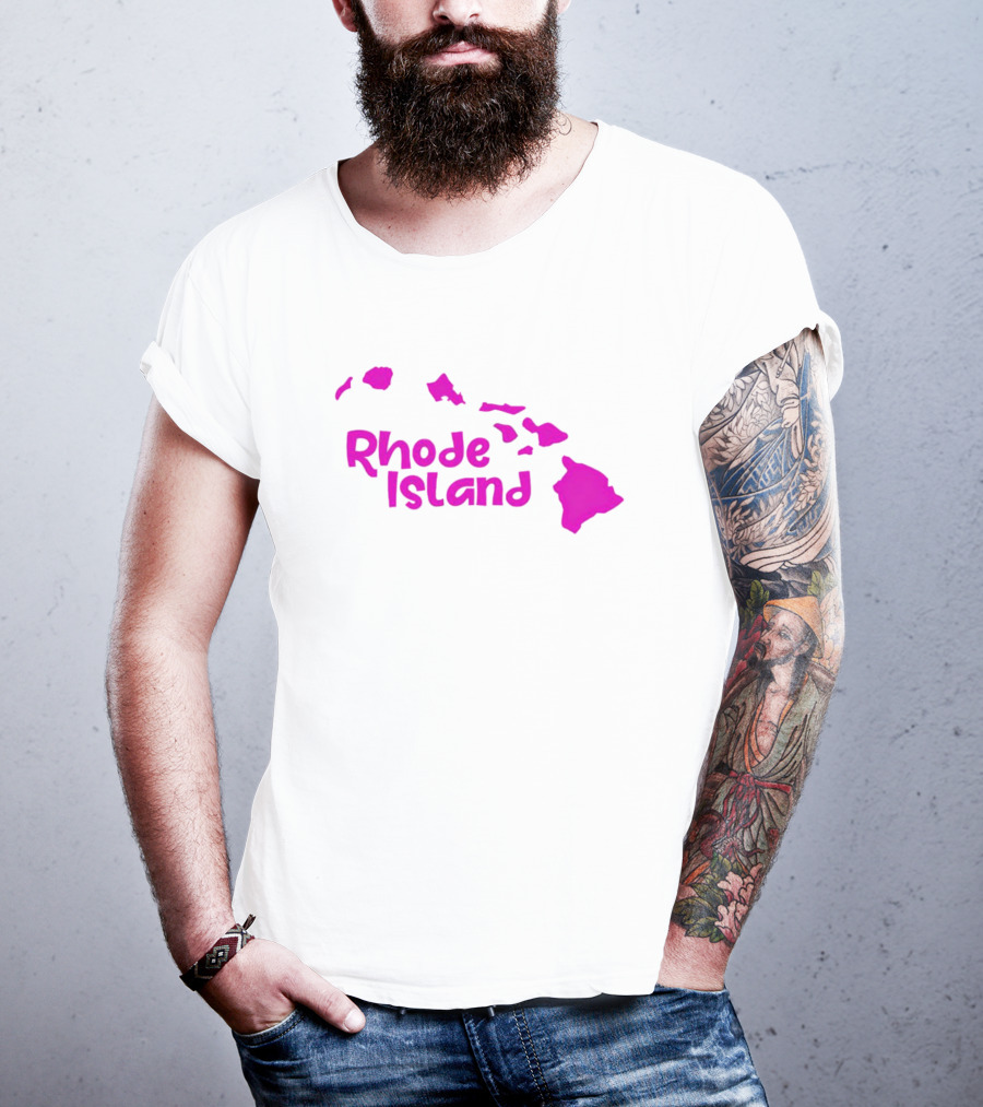 Rhode Island Hawaii Islands Silhouette Pink T-Shirt