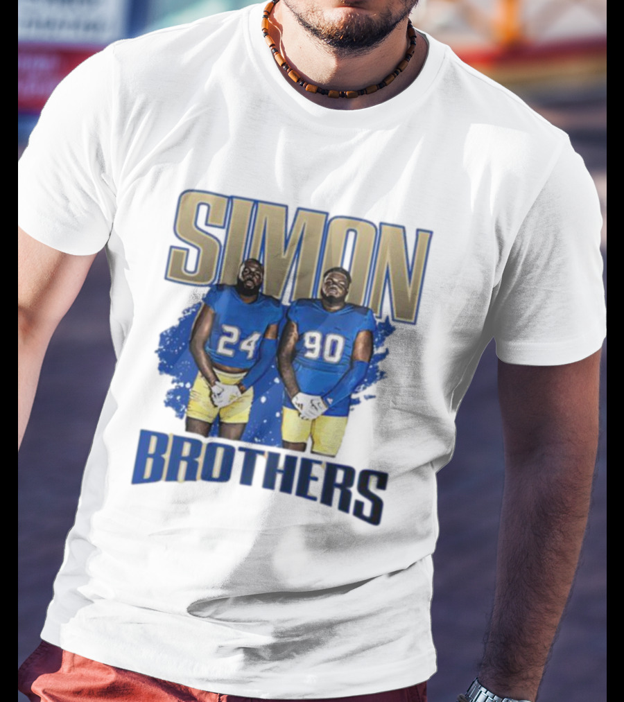 Simon Brothers Gameday 24 90 NFL-Inspired Football Players IN Blue And Gold T-Shirt