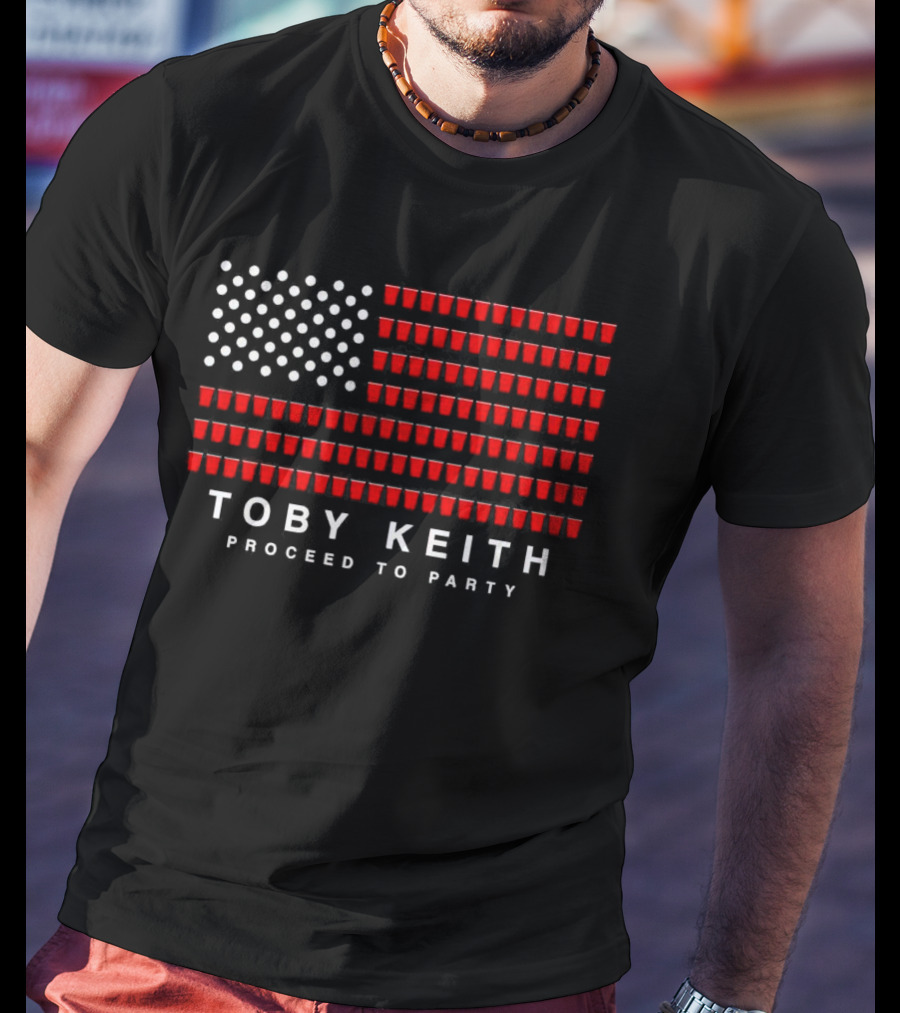 Toby Keith Proceed To Party American Flag Red Cups T-Shirt