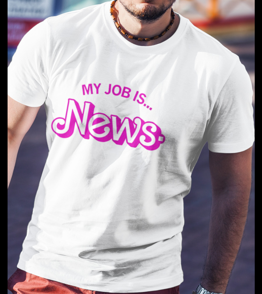 Barbie My Job Is News Bold Pink Retro Letters T-Shirt