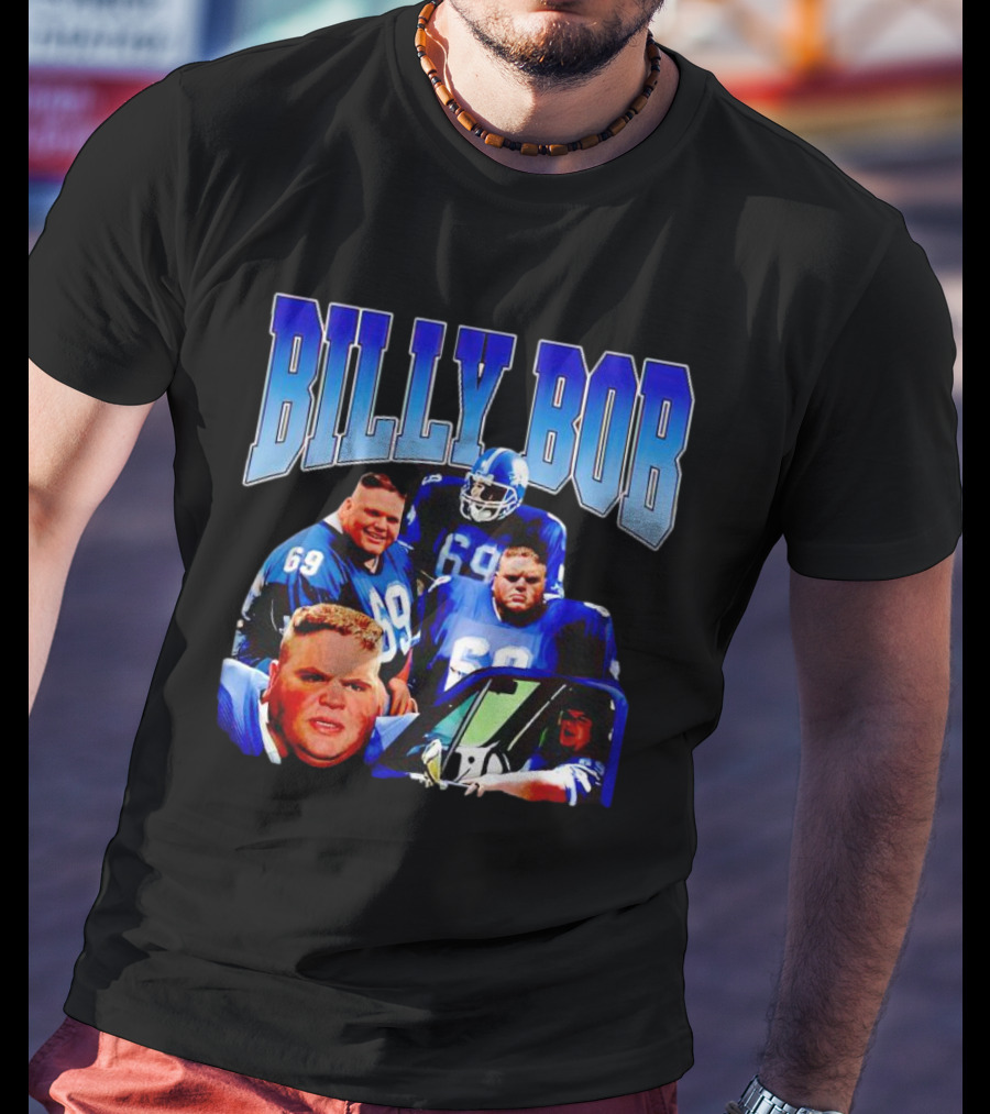 Billy Bob Blue Jerseys Number 69 Football Player Montage T-Shirt