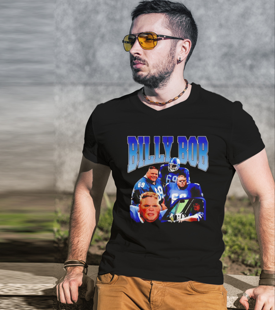 Billy Bob Blue Jerseys Number 69 Football Player Montage T-Shirt