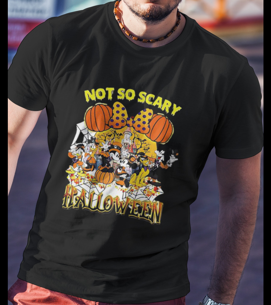 Not So Scary Halloween Disney Characters Pumpkins And Polka Dots T-Shirt