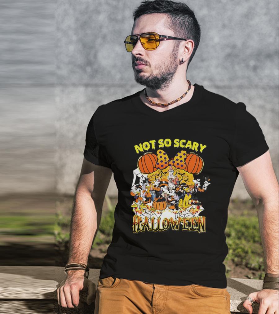 Not So Scary Halloween Disney Characters Pumpkins And Polka Dots T-Shirt