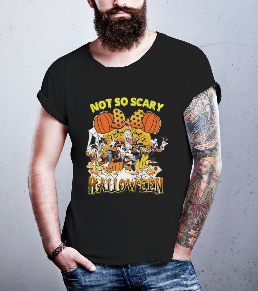 Not So Scary Halloween Disney Characters Pumpkins And Polka Dots T-Shirt