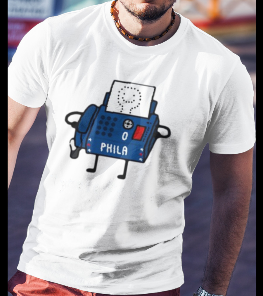 Tyrese Fax-Ey Phila Blue Fax Machine Character T-Shirt