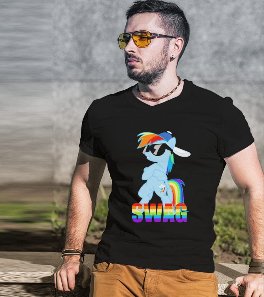 Rainbow Dash Swag With Pony And Cap T-Shirt