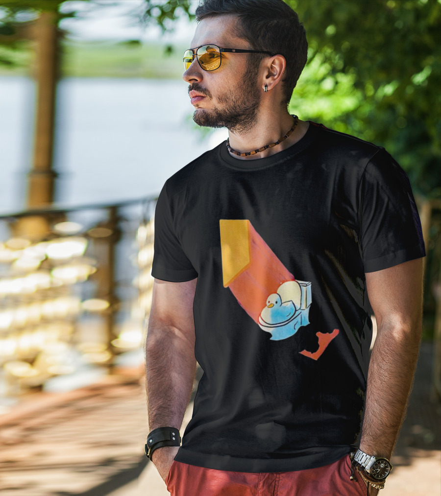 Duck Sitting In Bathroom Corner With Shadow Reflection T-Shirt